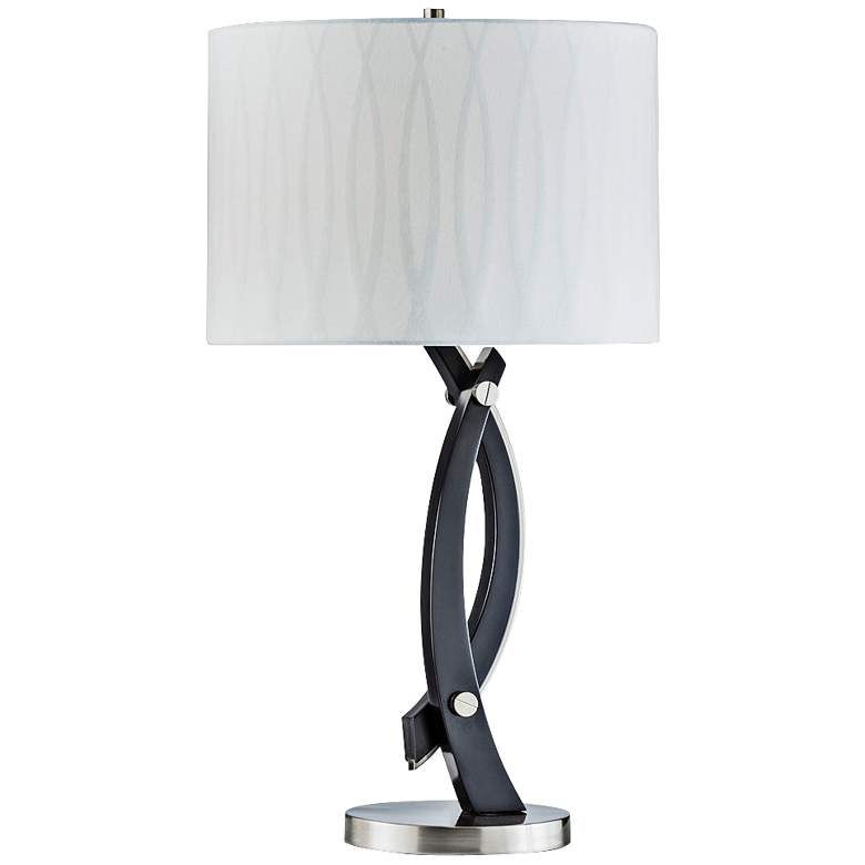 Image 1 Nova Equilibrium Gloss Black Wood Table Lamp