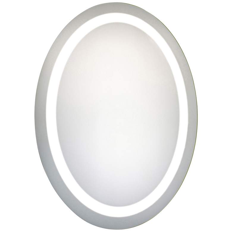 Image 1 Nova Glossy White 23 inchx30 inch LED Lighted Oval Wall Mirror