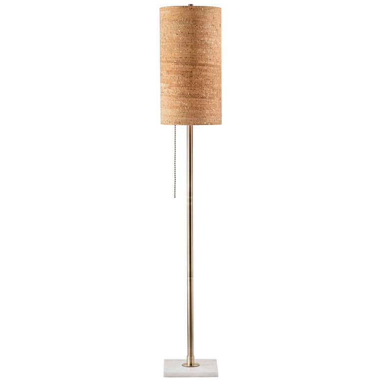 Image 1 Nova Lollipop Weathered Brass Gold Cork Shade Floor Lamp