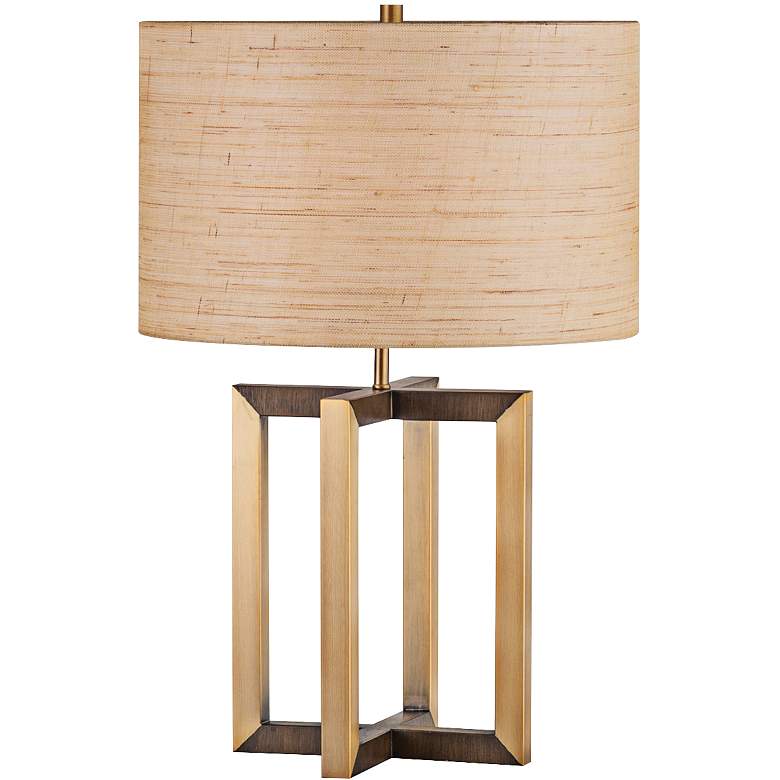 Image 1 Nova Noble Raffia Geometric Weathered Brass Table Lamp