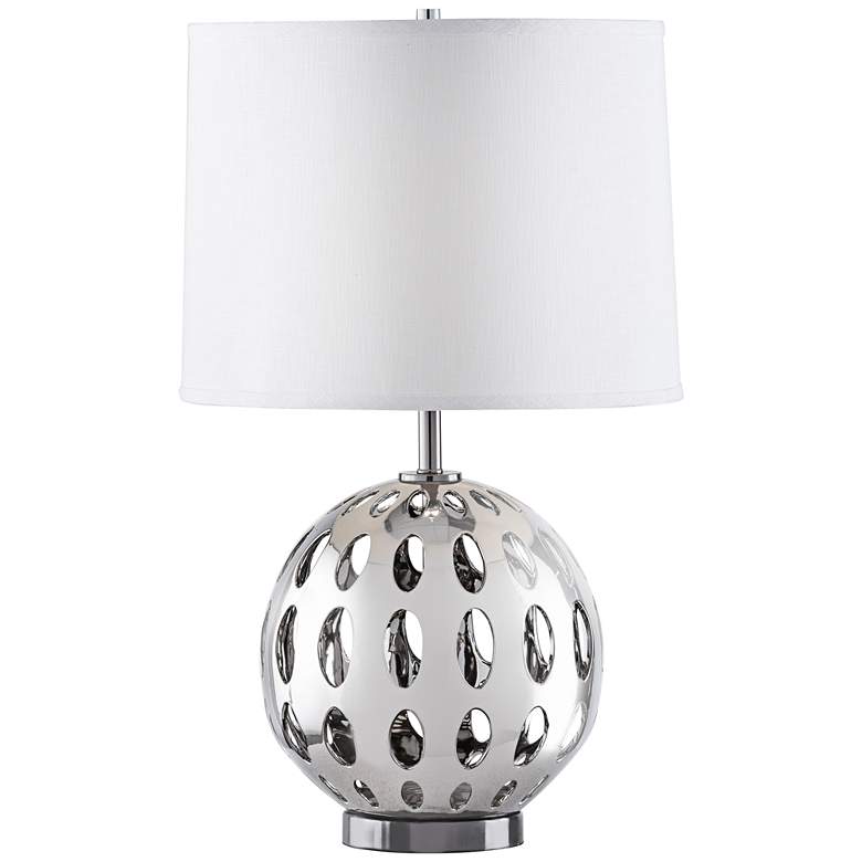 Image 1 Nova Orb Polished Nickel Cut-Out Sphere Table Lamp