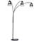 Nova Polygon Brushed Nickel 3-Light Steel Arc Floor Lamp