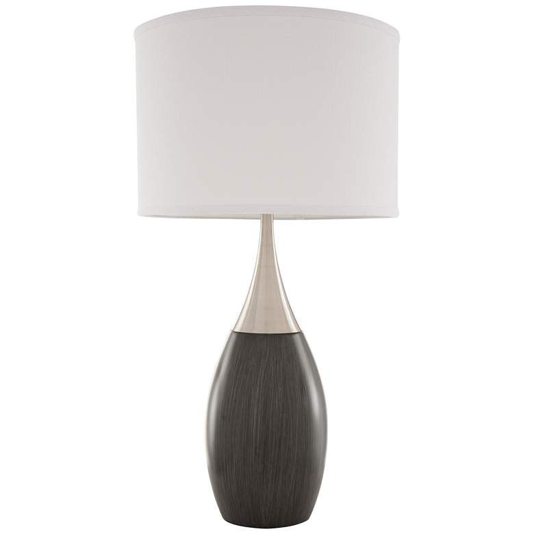 Image 1 Nova Pure Ash Gray Woodgrain Teardrop Table Lamp