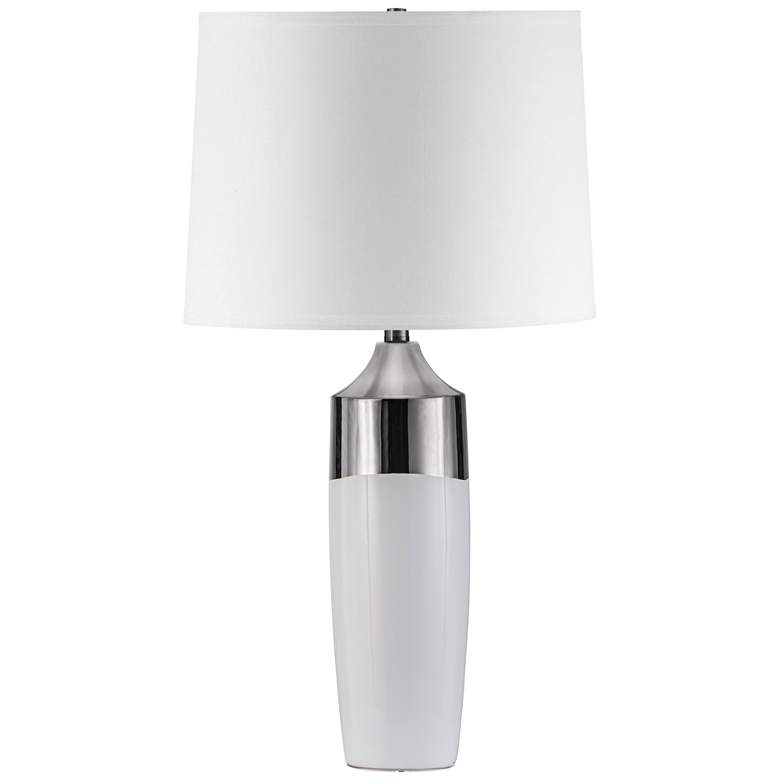 Image 1 Nova Splash Waxy White and Silver Ceramic Table Lamp