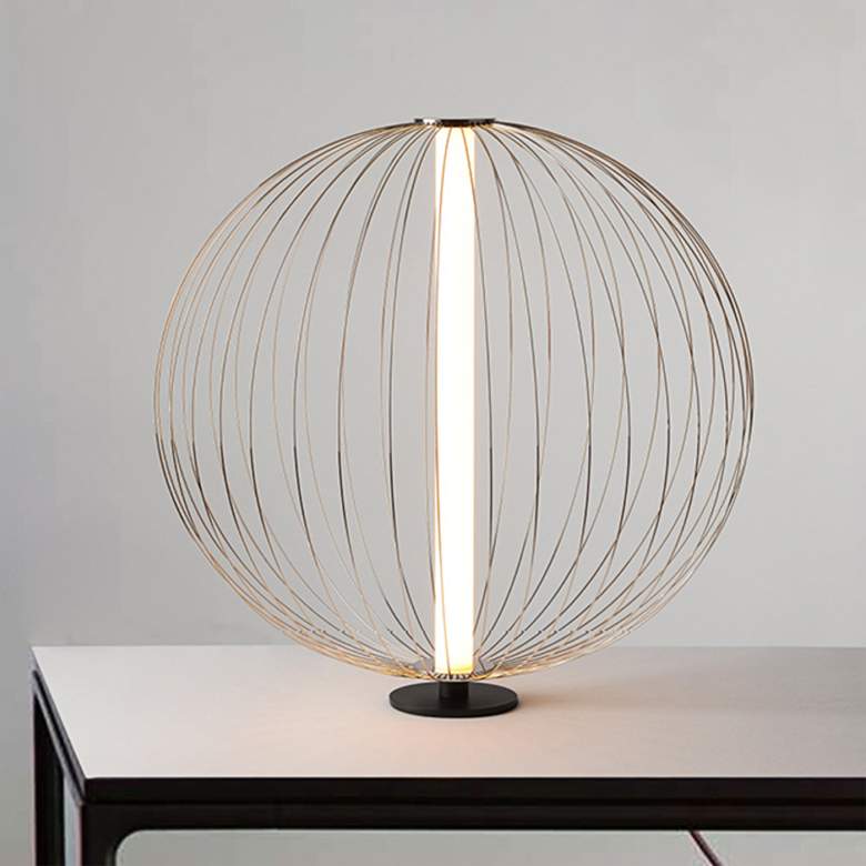 Image 1 Nova Spokes Satin Nickel Round LED Modern Accent Table Lamp
