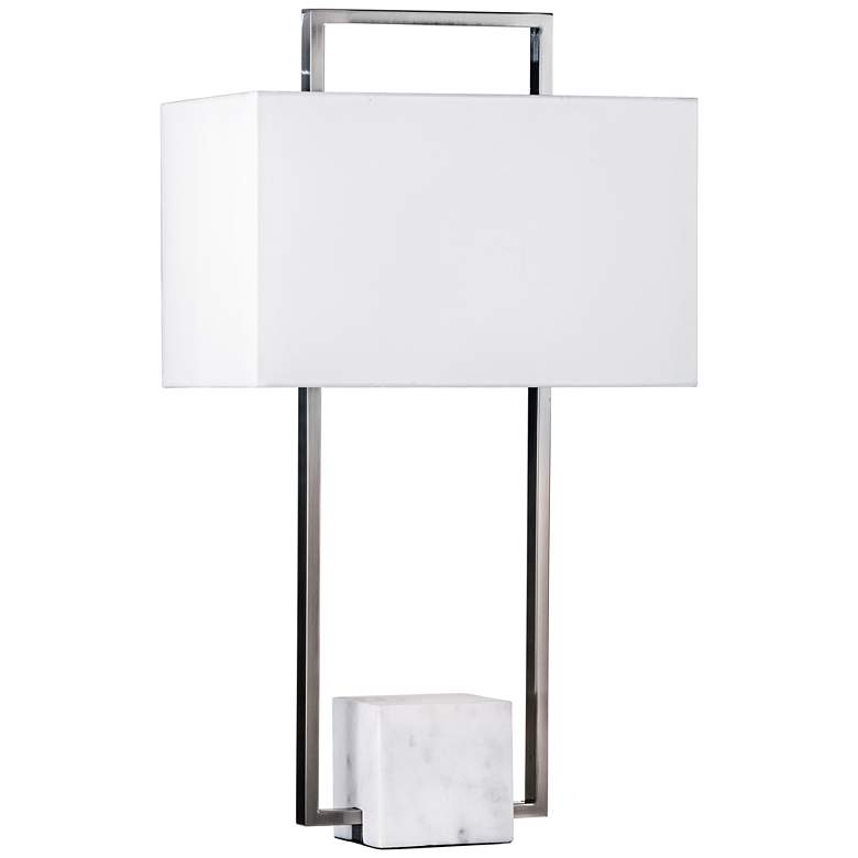 Image 1 Nova Stratum Brushed Nickel and White Marble Table Lamp
