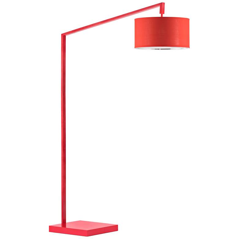 Image 1 Nova Stretch Bright Red Chairside Steel Arc Floor Lamp