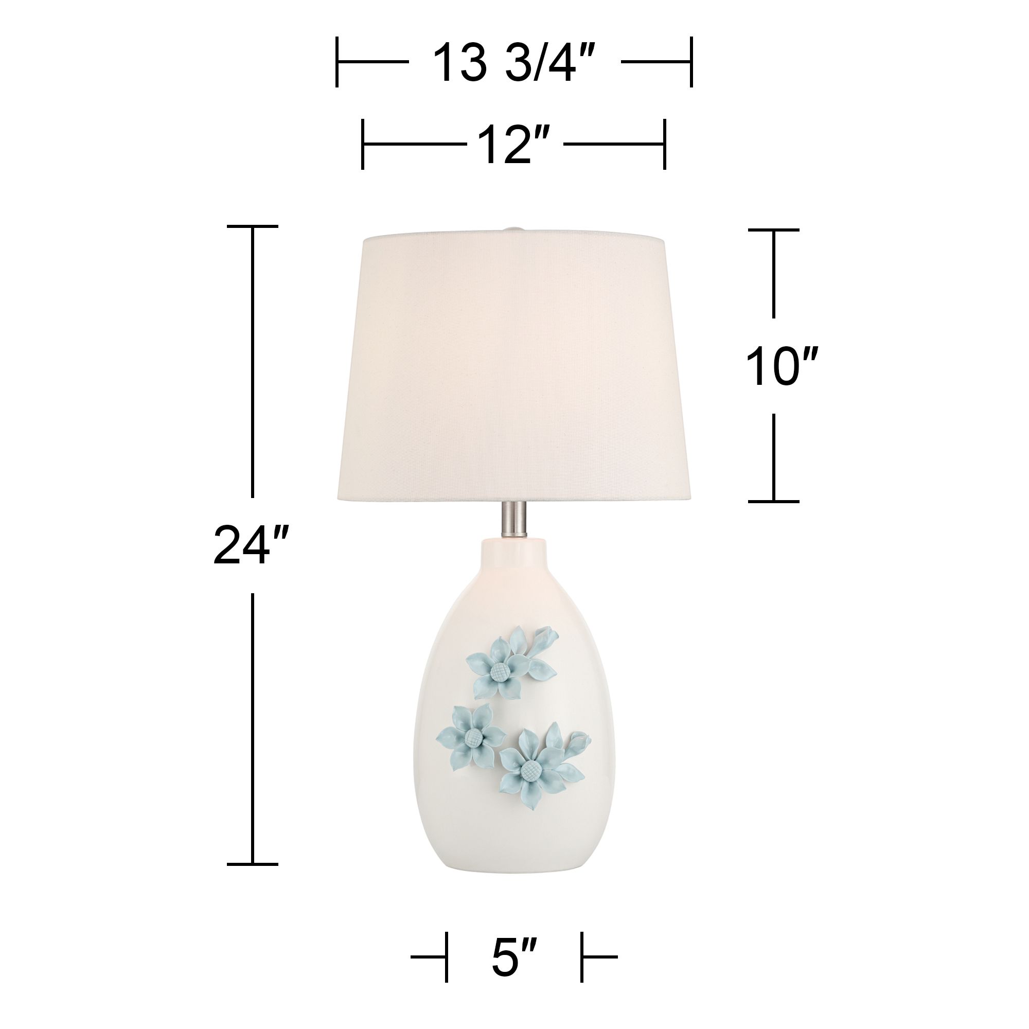 Novalis 24" High Blue Flower Ceramic Table Lamp Set of 2 with Dimmer