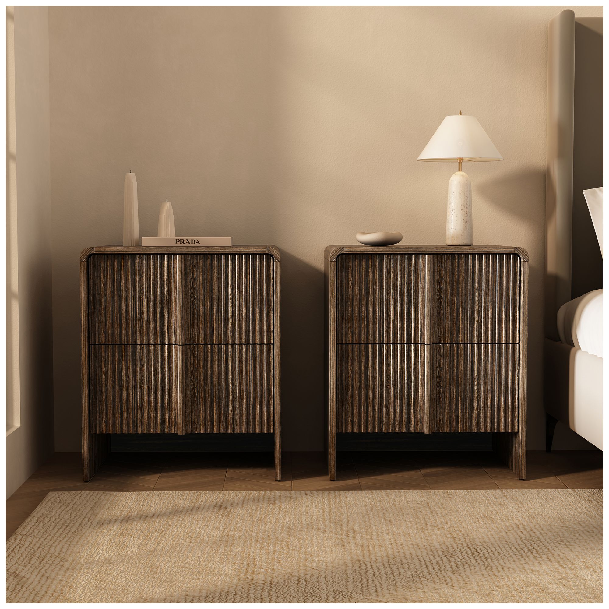 Novara Contemporary 22" Nightstand in Jacobean Walnut (2-Drawer)