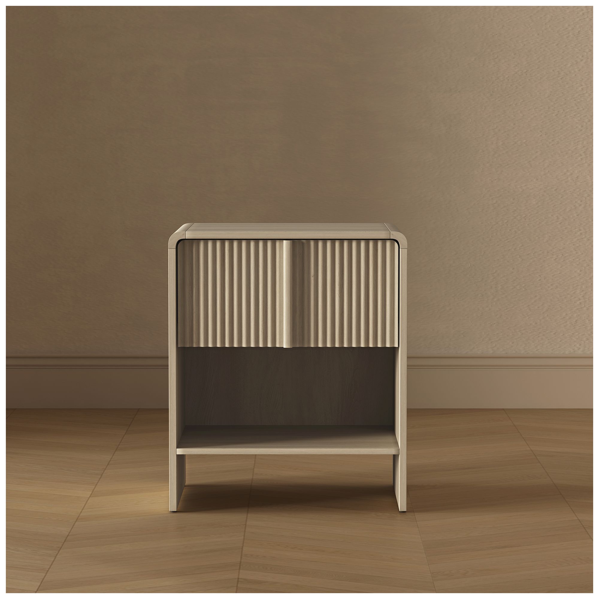 Novara Contemporary 22" Nightstand in Whitewashed Oak (1-Drawer)