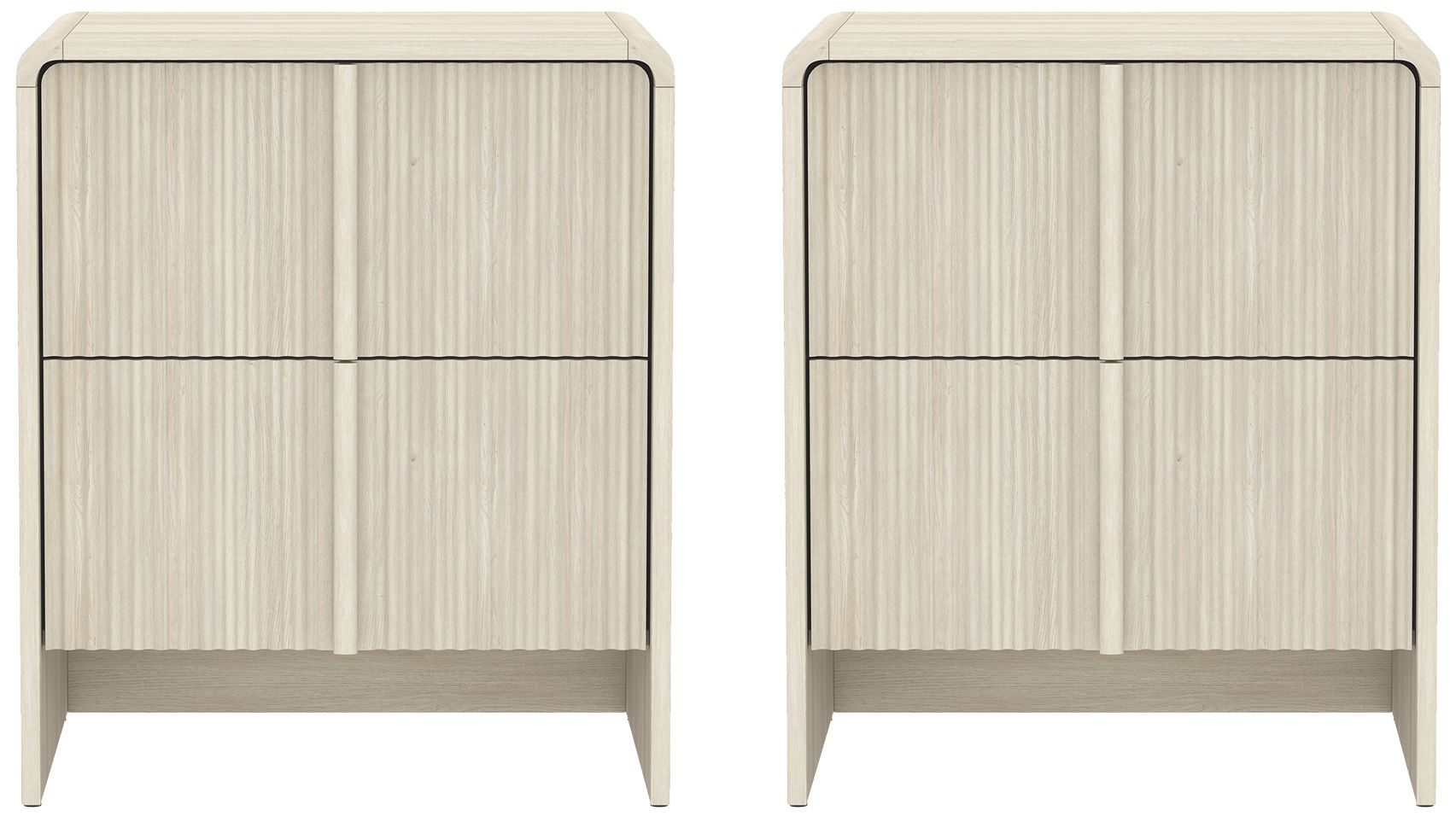 Novara Contemporary 22" Nightstand in Whitewashed Oak (2-Drawer)