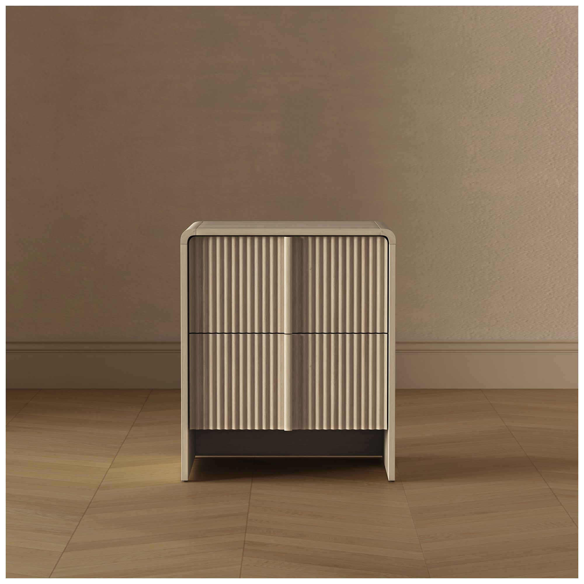 Novara Contemporary 22" Nightstand in Whitewashed Oak (2-Drawer)