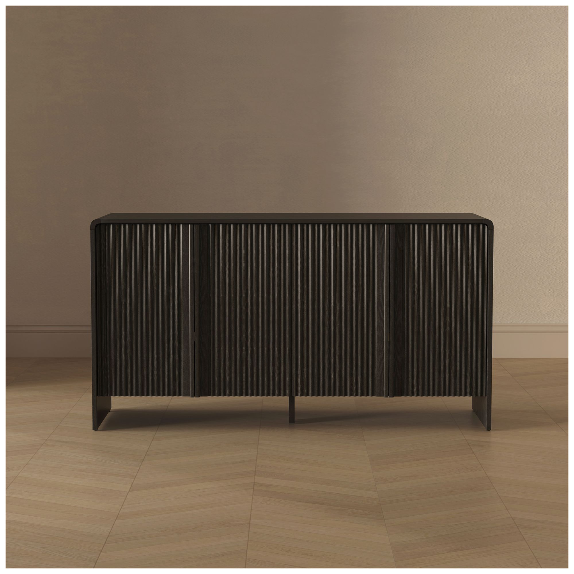 Novara Contemporary 60" Sideboard in Black (4-Door)