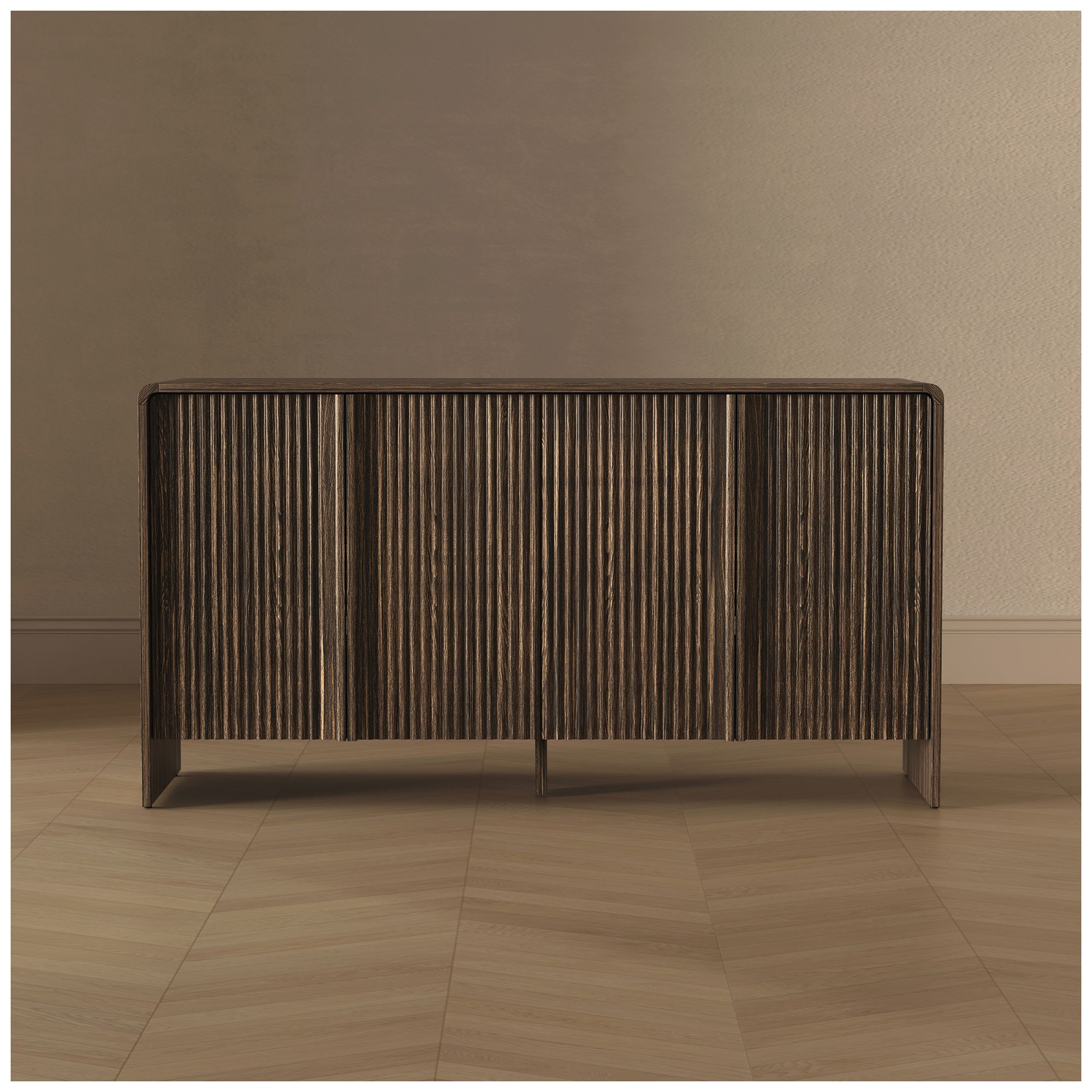 Novara Contemporary 60" Sideboard in Jacobean Walnut (4-Door)