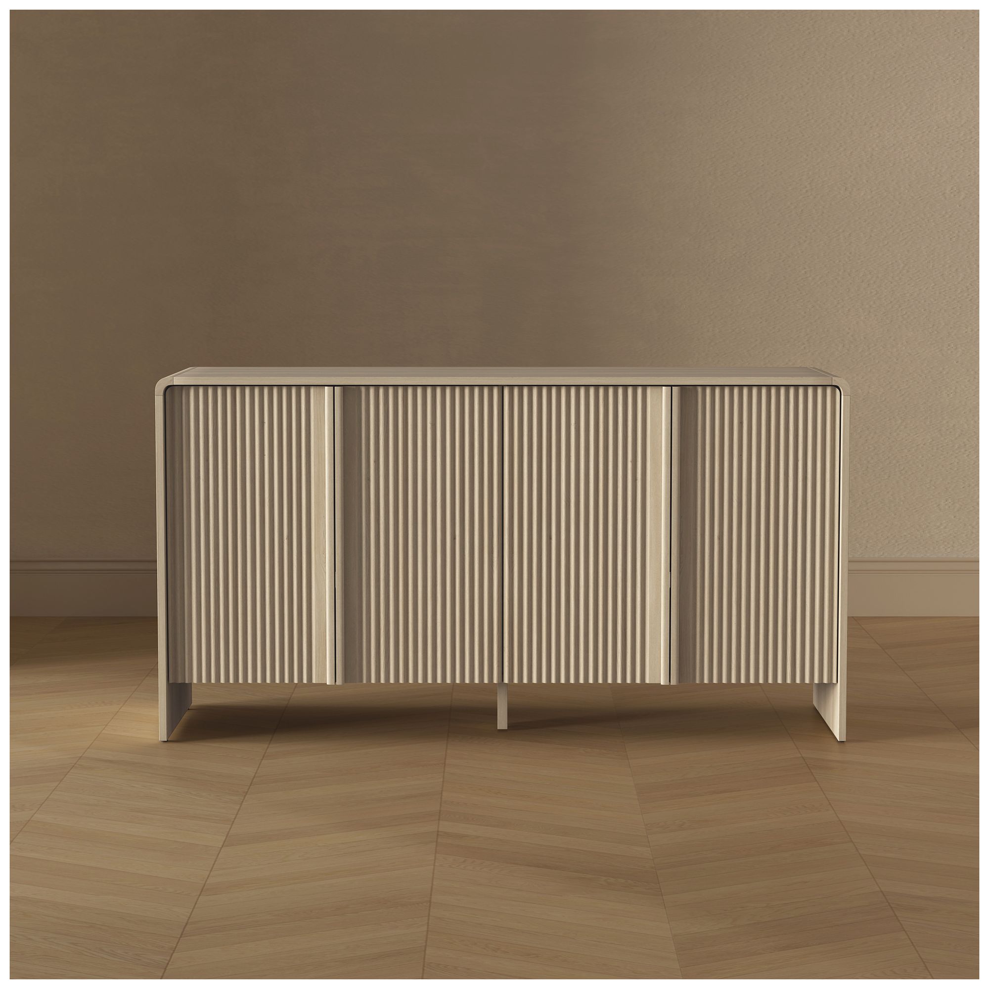 Novara Contemporary 60" Sideboard in Whitewashed Oak (4-Door)