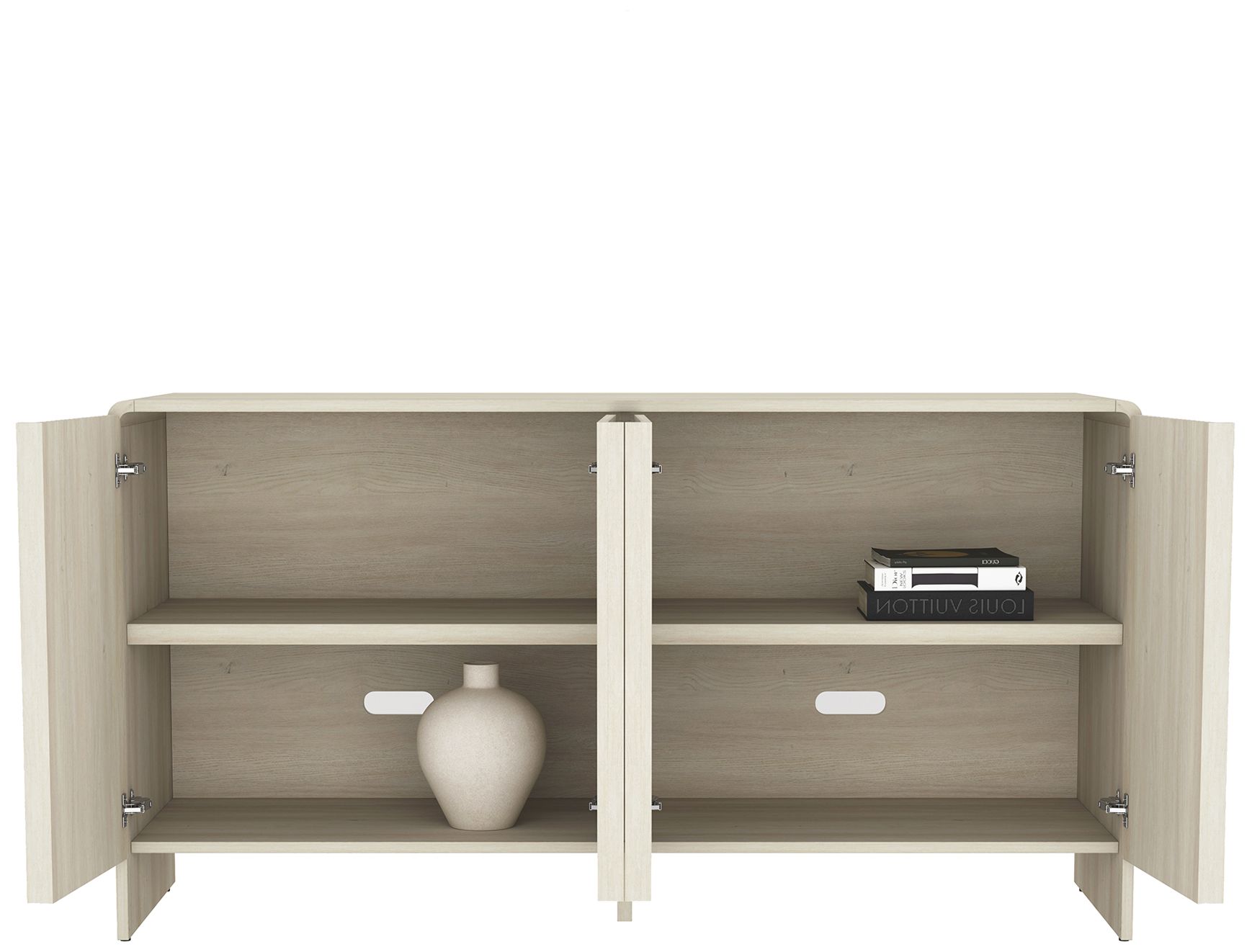 Novara Contemporary 60" Sideboard in Whitewashed Oak (4-Door)