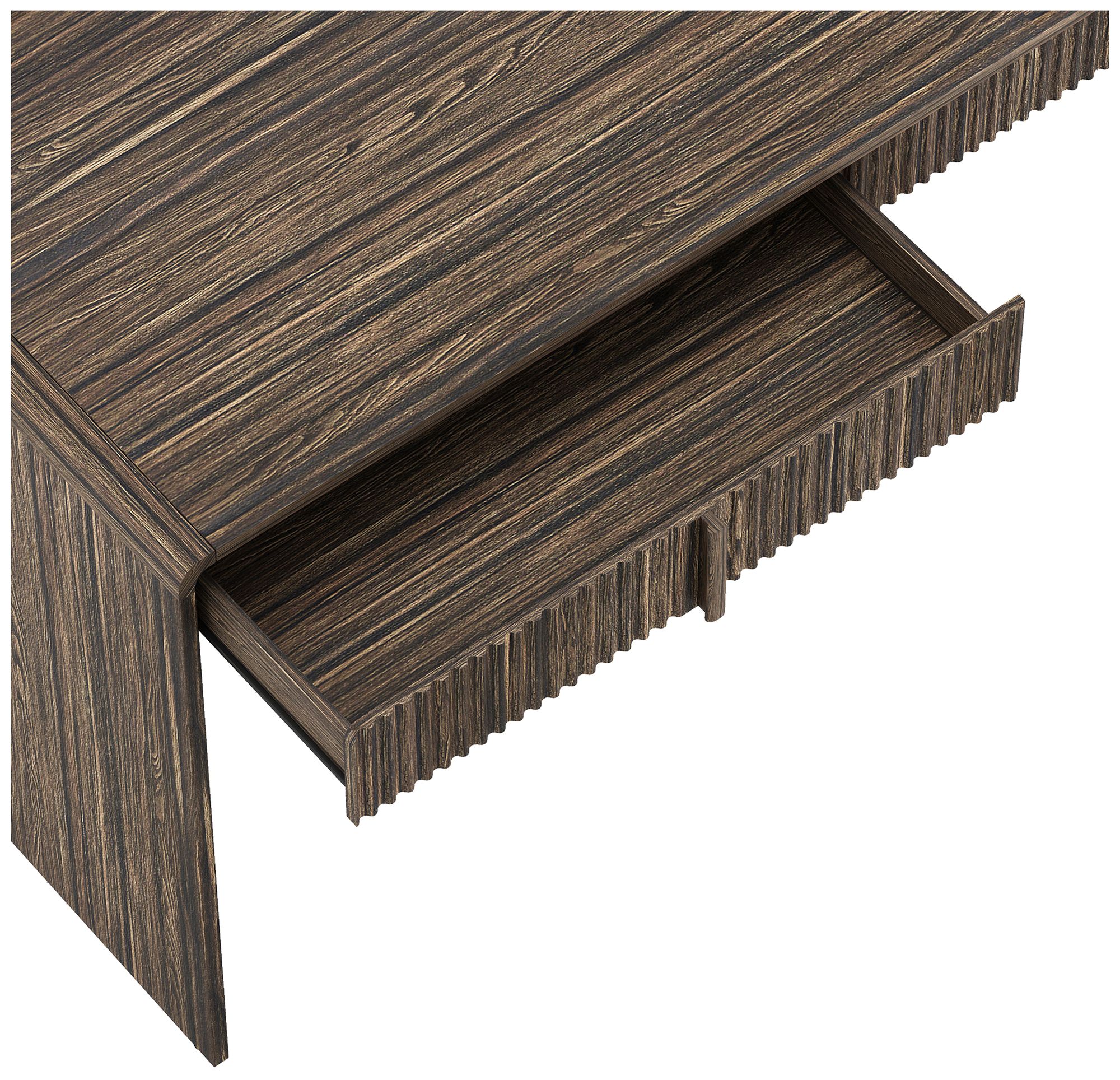 Image 6 Novara Contemporary 60" Writing Desk in Jacobean Walnut (2-Drawer) more views
