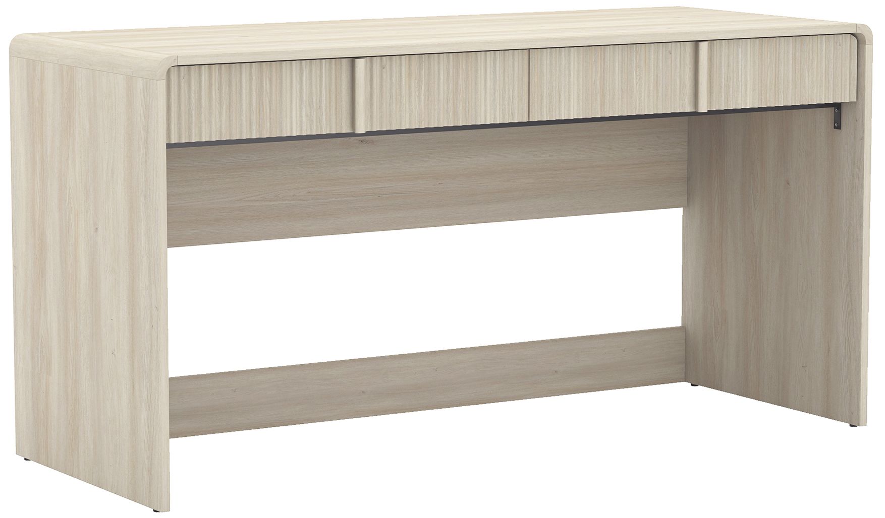 Image 7 Novara Contemporary 60" Writing Desk in Whitewashed Oak (2-Drawer) more views