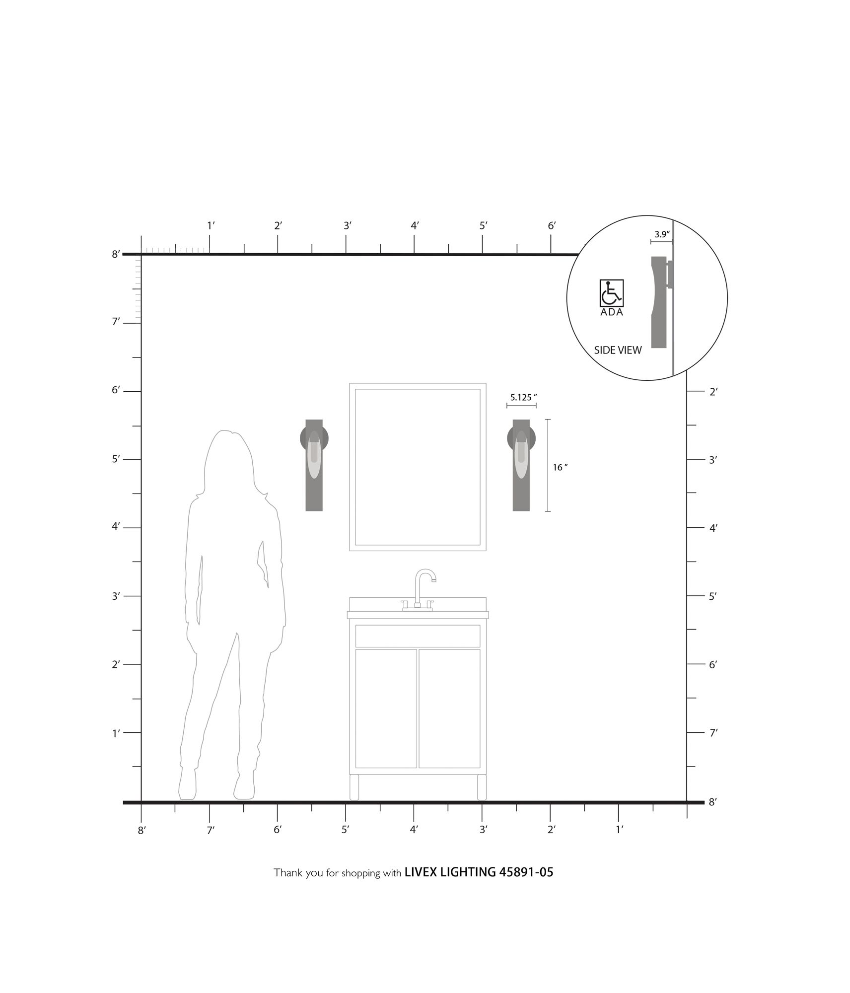 Novato 1 Light Polished Chrome ADA Single Sconce