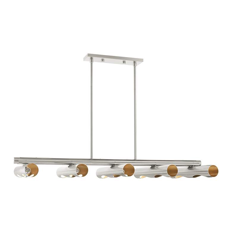 Image 3 Novato 10 Light Brushed Nickel Linear Chandelier more views