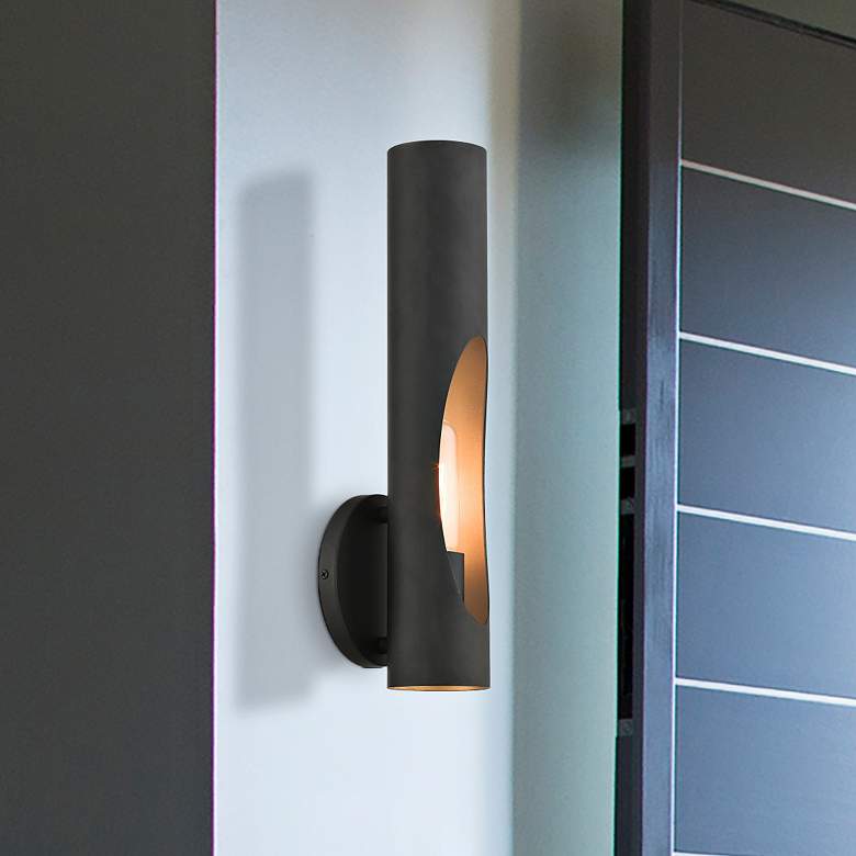 Image 2 Novato 16" High Black Wall Sconce