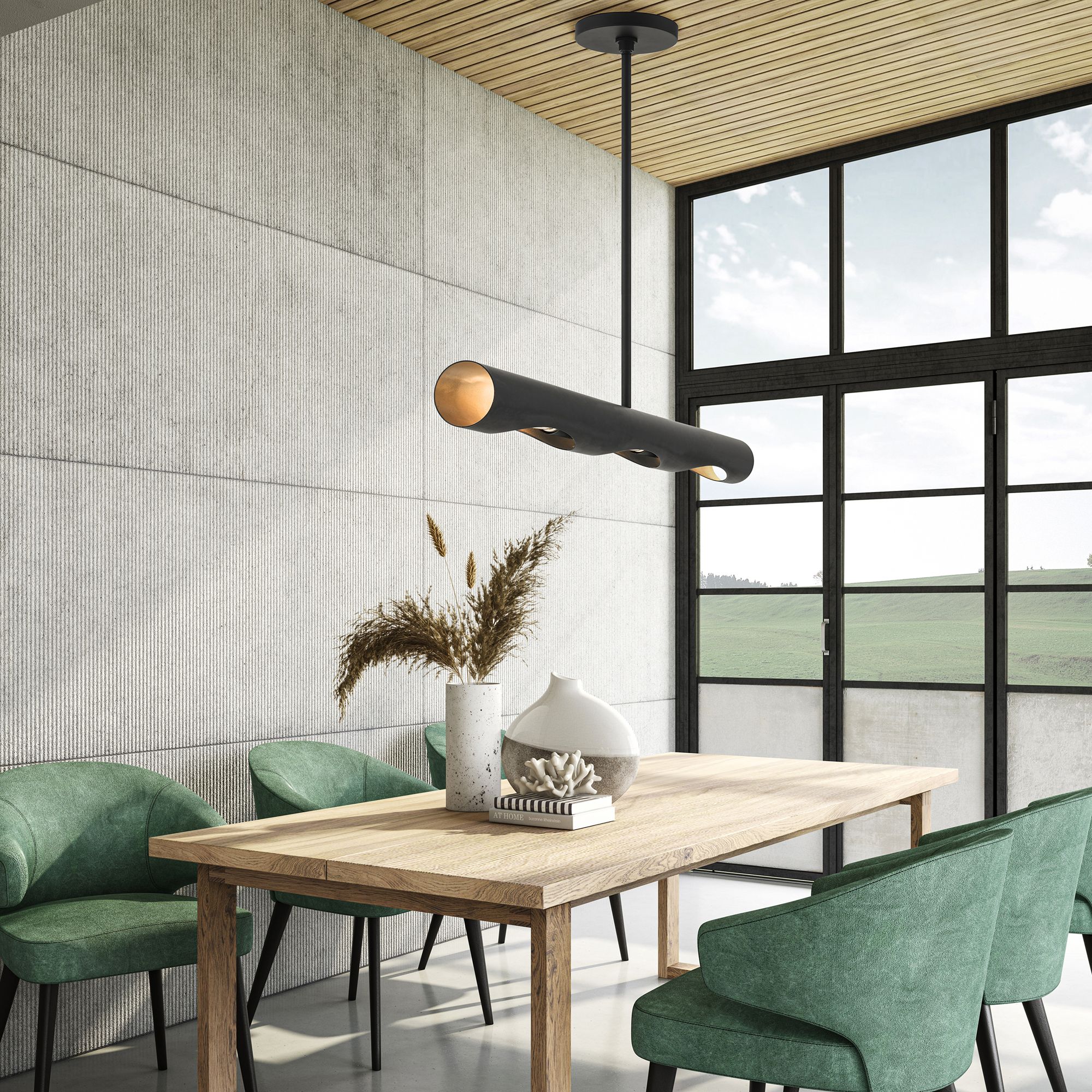 Novato 3 Light Black Linear Chandelier