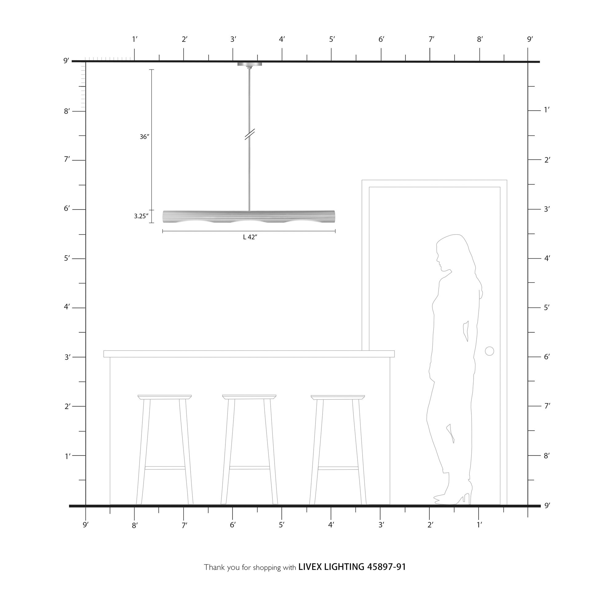 Novato 3 Light Brushed Nickel Linear Chandelier