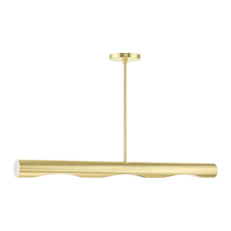 Image 4 Novato 3 Light Satin Brass Linear Chandelier more views