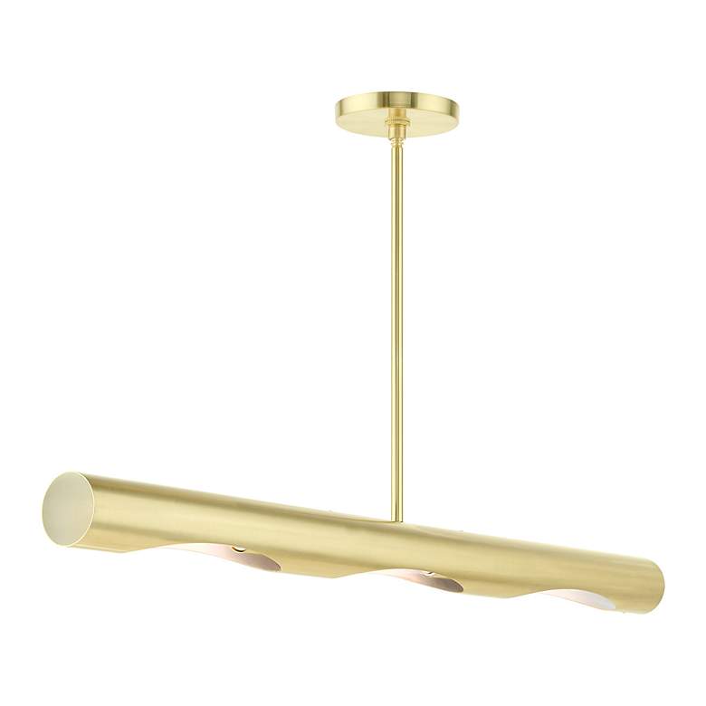 Image 5 Novato 3 Light Satin Brass Linear Chandelier more views