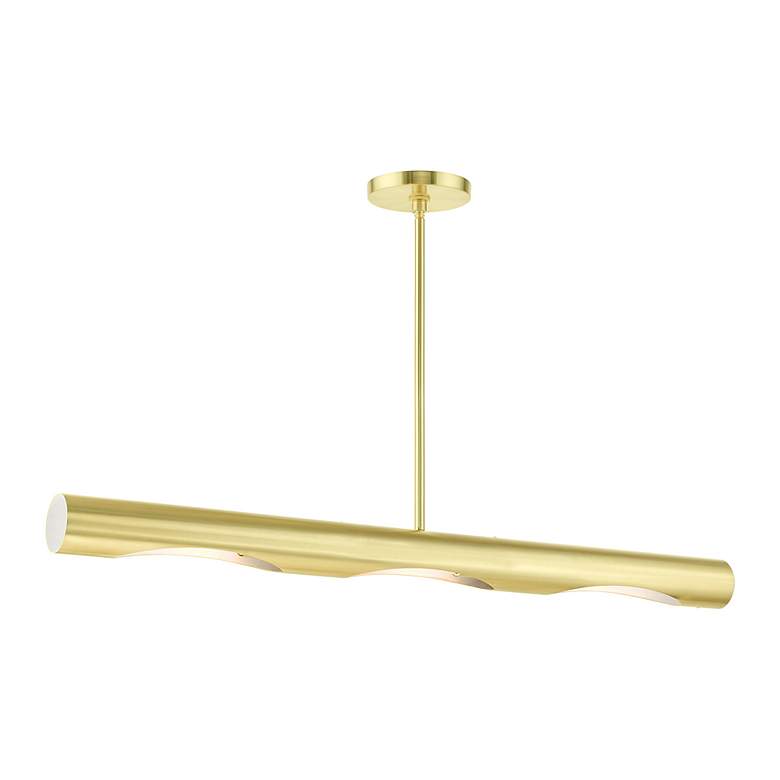 Image 7 Novato 3 Light Satin Brass Linear Chandelier more views
