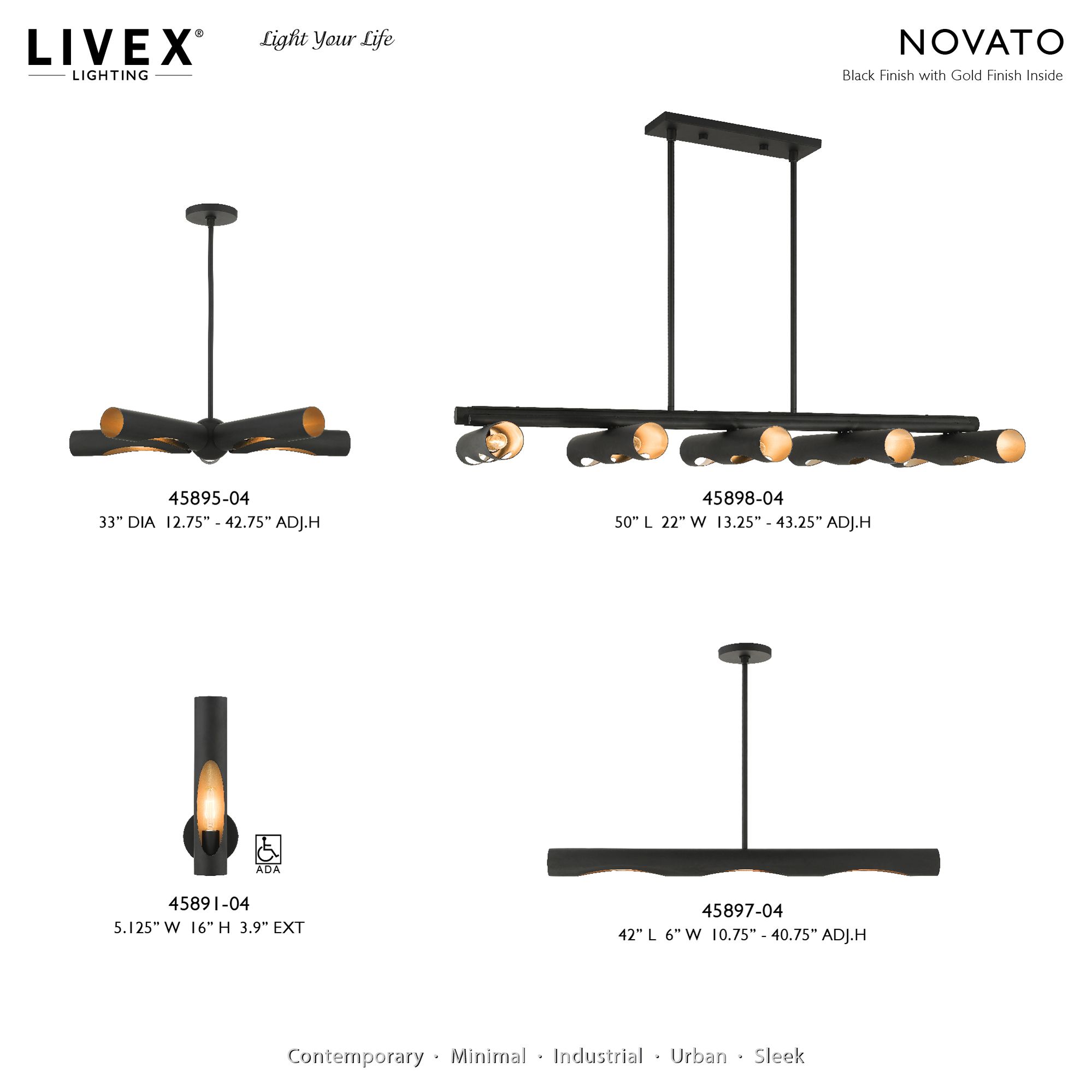Novato 5 Light Black Chandelier
