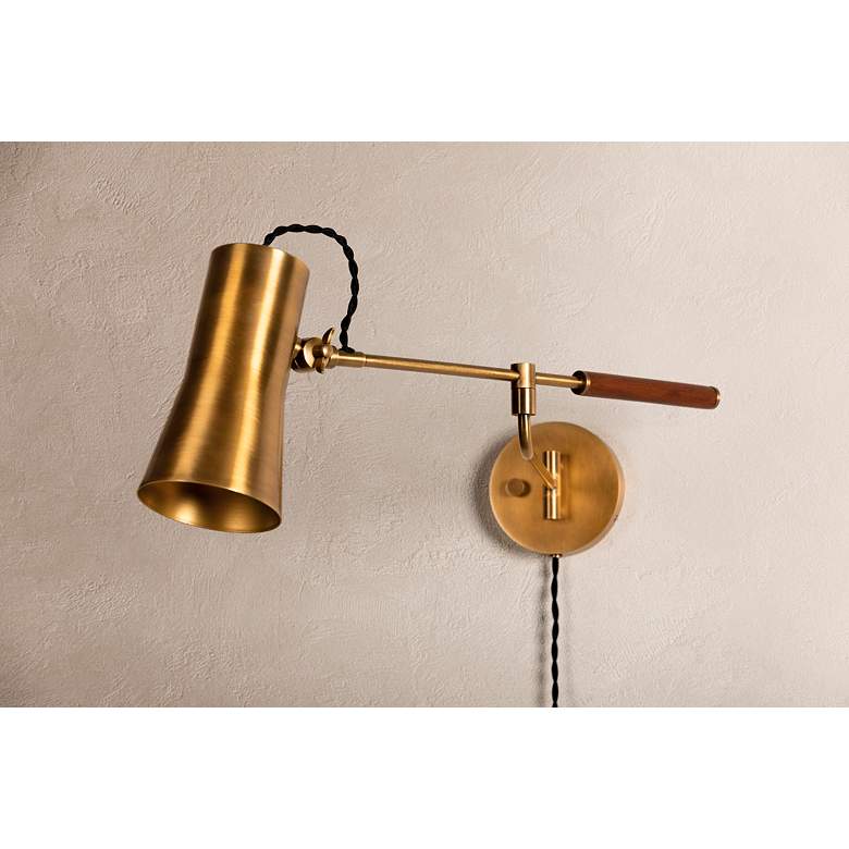 Image 6 Novel Patina Brass Plug-In Swing Arm Wall Lamp more views