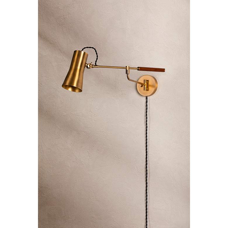 Image 7 Novel Patina Brass Plug-In Swing Arm Wall Lamp more views