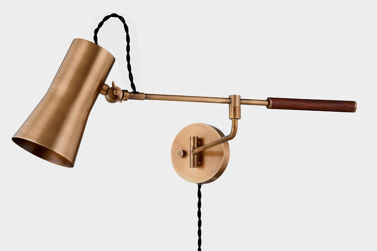 Novel Patina Brass Plug-In Swing Arm Wall Lamp