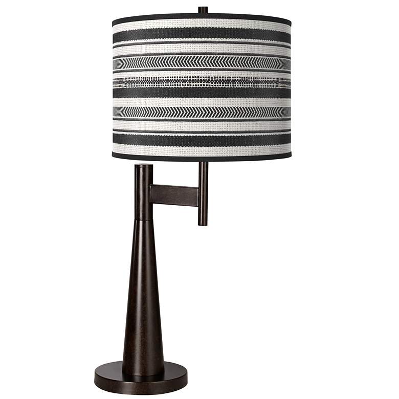 Image 1 Novo Modern Table Lamp with Stripes Noir Giclee Shade