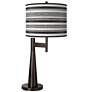 Novo Modern Table Lamp with Stripes Noir Giclee Shade