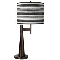 Novo Modern Table Lamp with Stripes Noir Giclee Shade