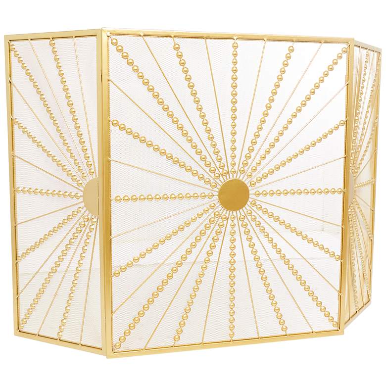 Image 1 Novogratz Matte Gold 30 inch High 3-Panel Fireplace Screen