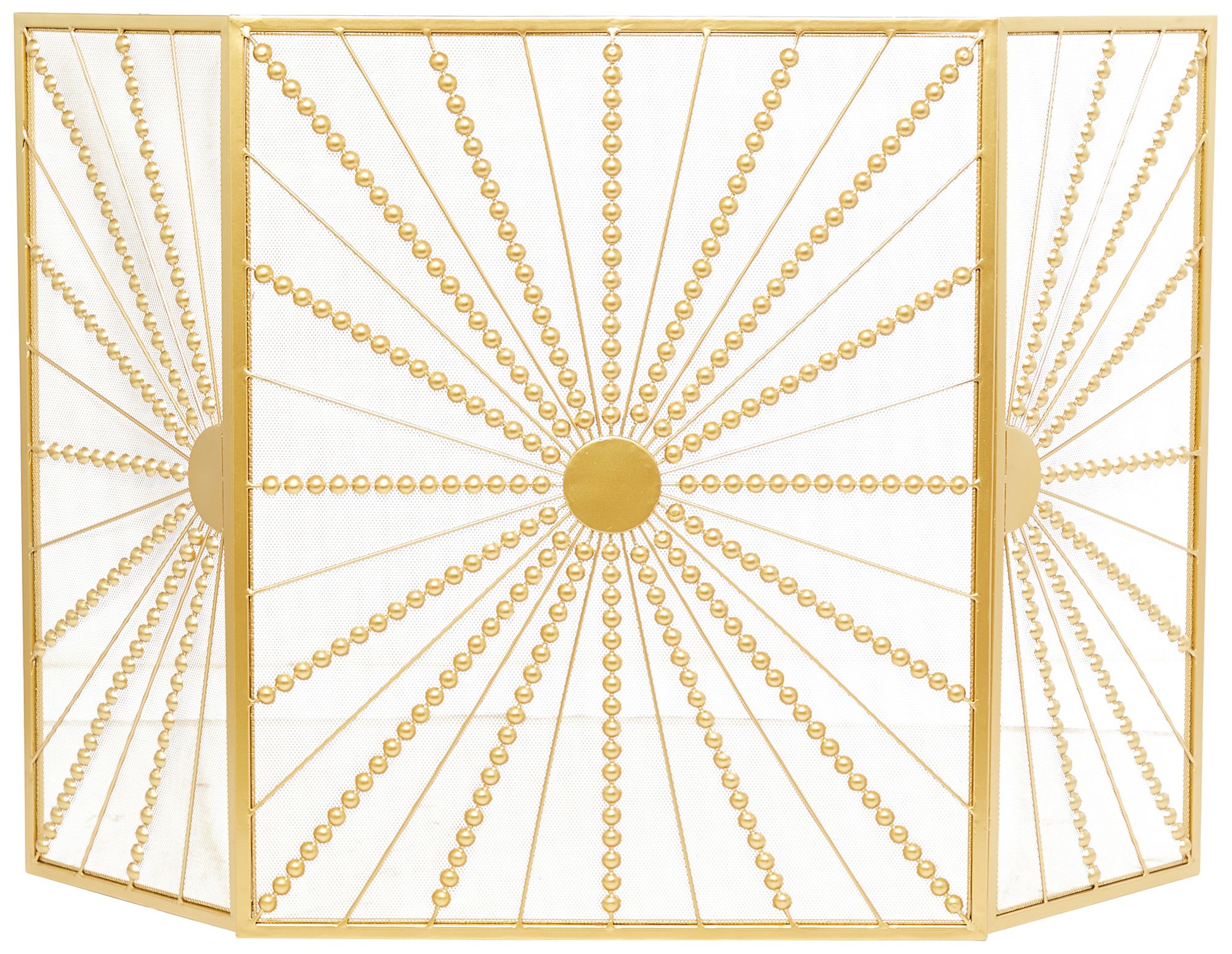Image 2 Novogratz Matte Gold 30" High 3-Panel Fireplace Screen more views