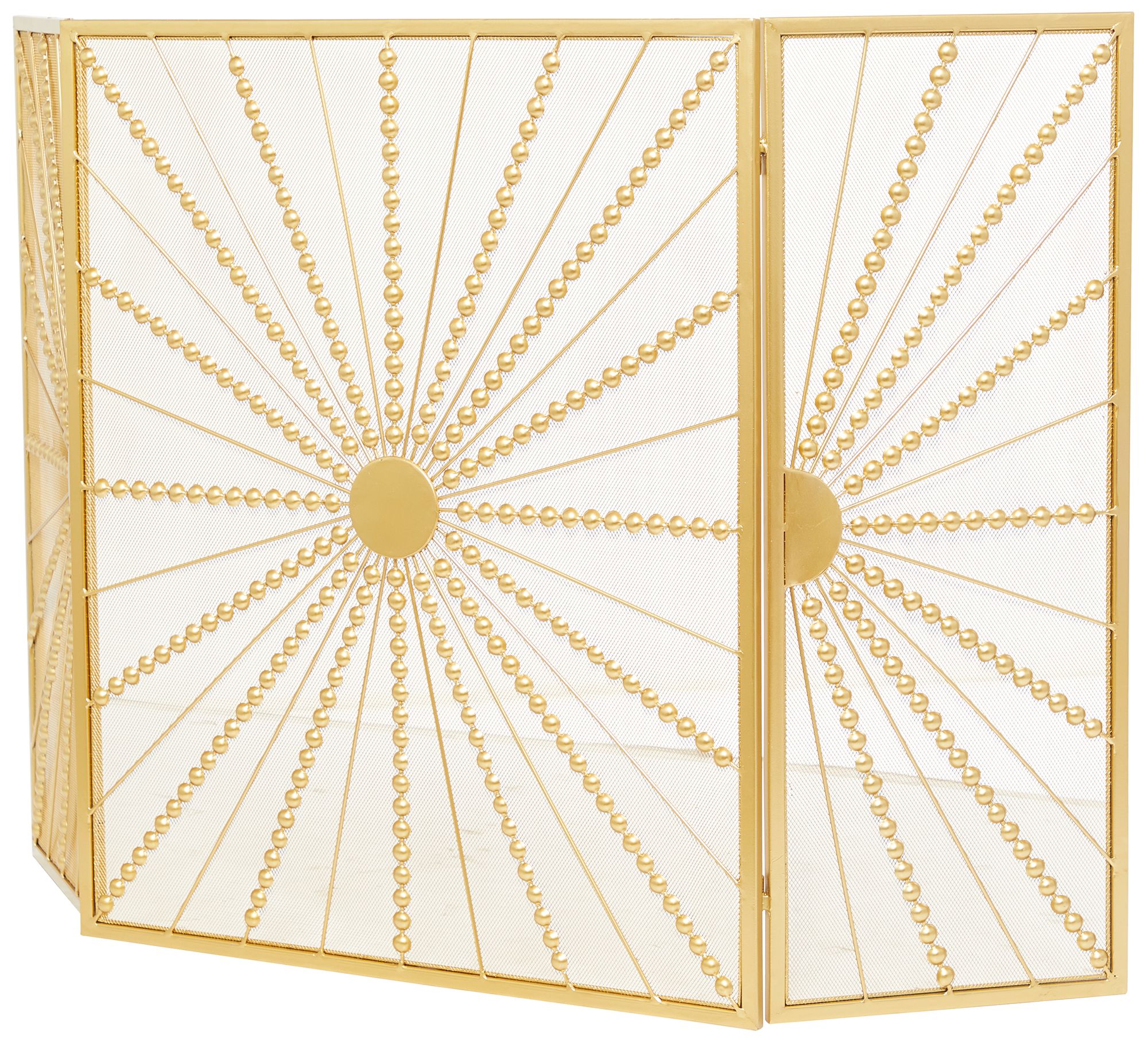 Image 4 Novogratz Matte Gold 30" High 3-Panel Fireplace Screen more views