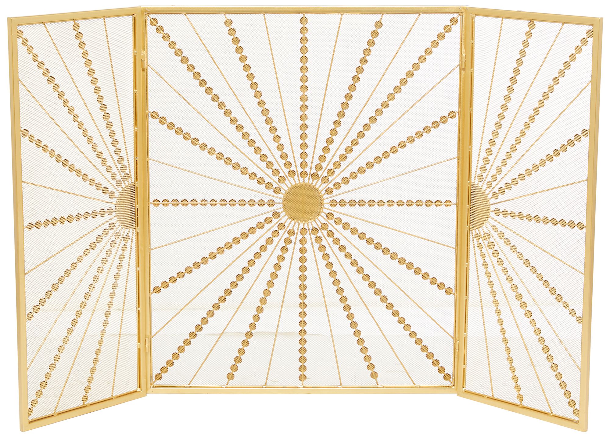 Image 5 Novogratz Matte Gold 30" High 3-Panel Fireplace Screen more views
