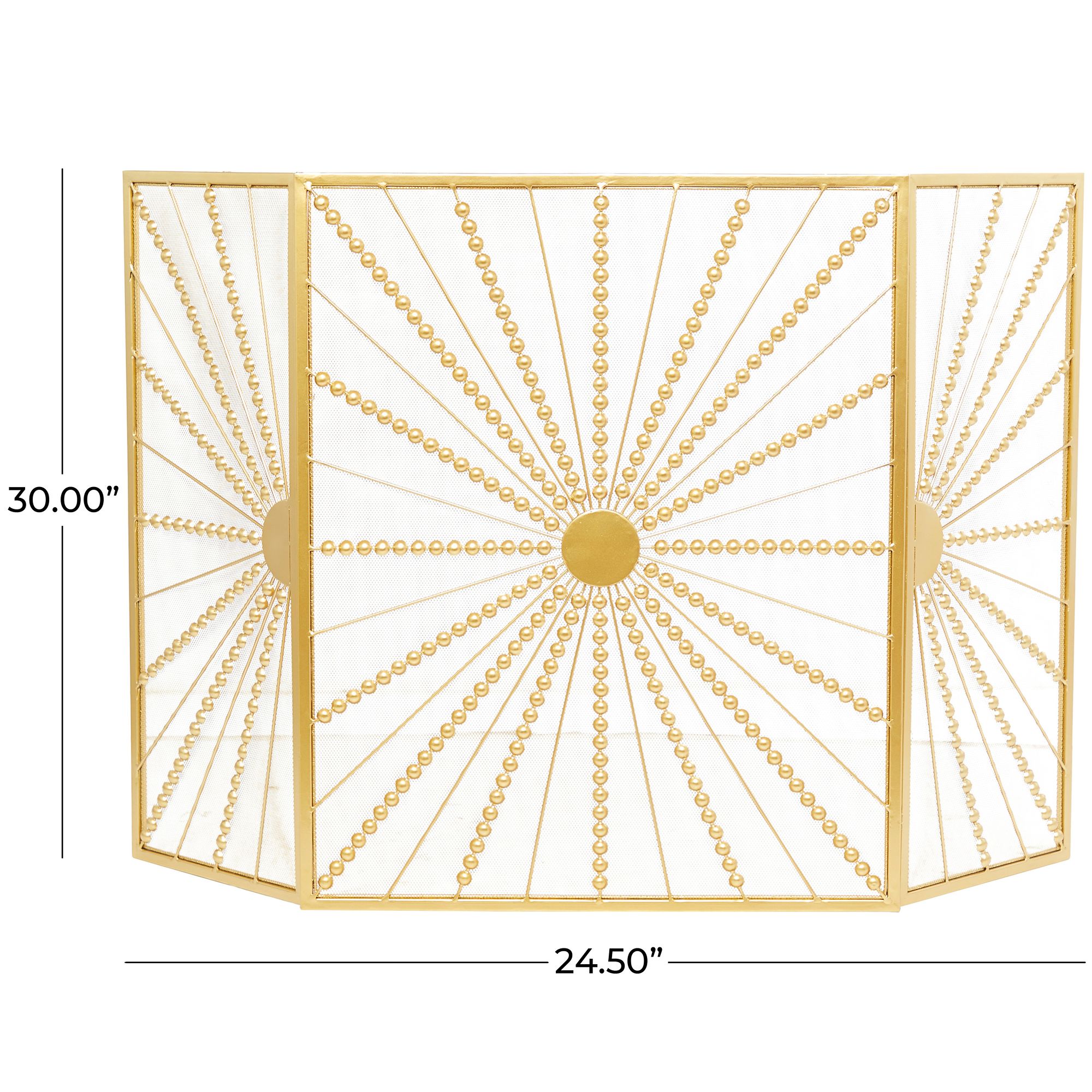 Image 7 Novogratz Matte Gold 30" High 3-Panel Fireplace Screen more views