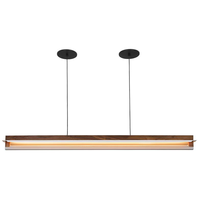 Image 1 Nubis 47" Wide Black Split Canopy Walnut LED Linear Pendant