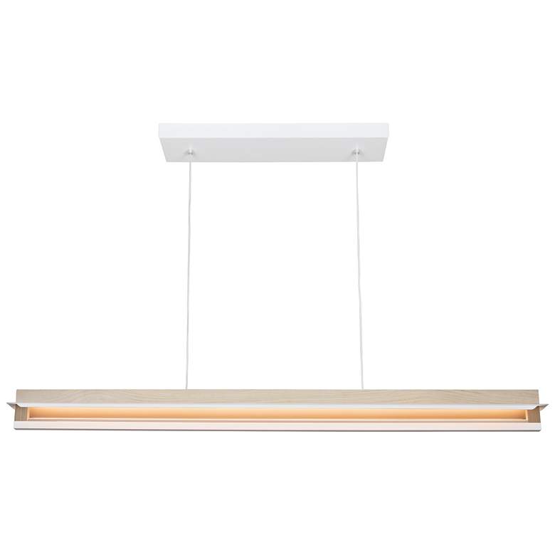 Image 1 Nubis 47" Wide White Linear Canopy White Washed Oak LED Linear Pendan