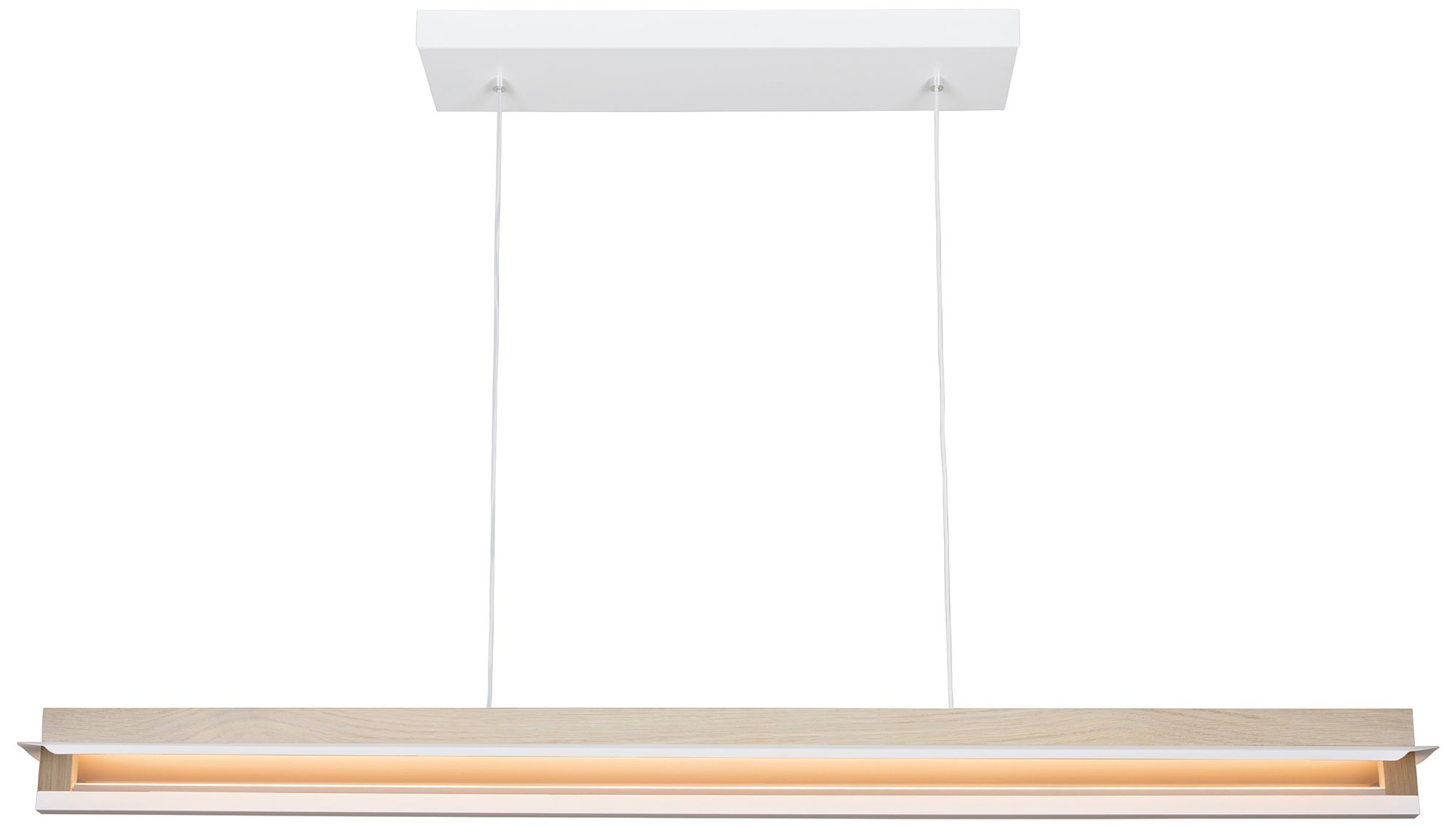 Nubis 47"W White Linear Canopy White Oak LED Linear Pendan Made to Ord