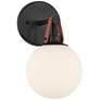 2_Nubuck 10 1/2" High Black and Brown Leather Wall Sconce