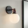 1_Nubuck 10 1/2" High Black and Brown Leather Wall Sconce