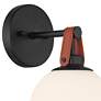3_Nubuck 10 1/2" High Black and Brown Leather Wall Sconce more views