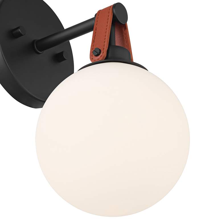 Image 4 Nubuck 10 1/2" High Black and Brown Leather Wall Sconce more views
