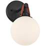 5_Nubuck 10 1/2" High Black and Brown Leather Wall Sconce more views